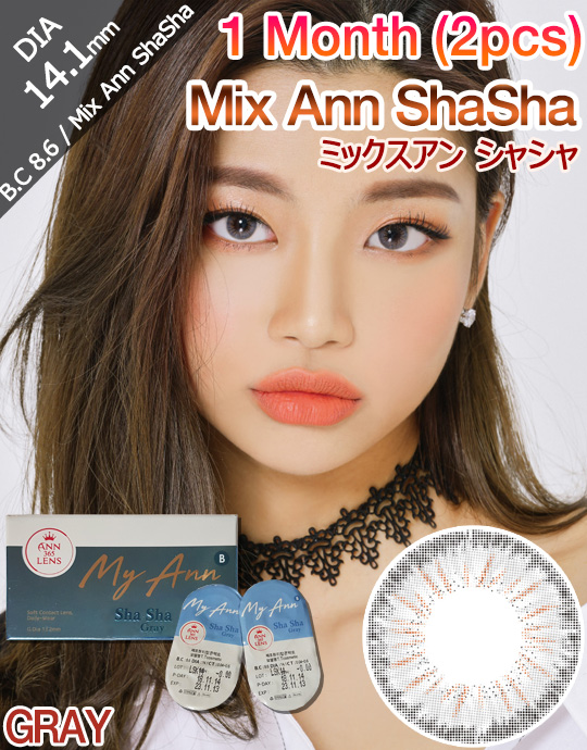 [1 Month/グレー/GRAY] ミックスアン シャシャ 1ヶ月 - Mix Ann ShaSha - 1 Month (2pcs) [14.1mm]