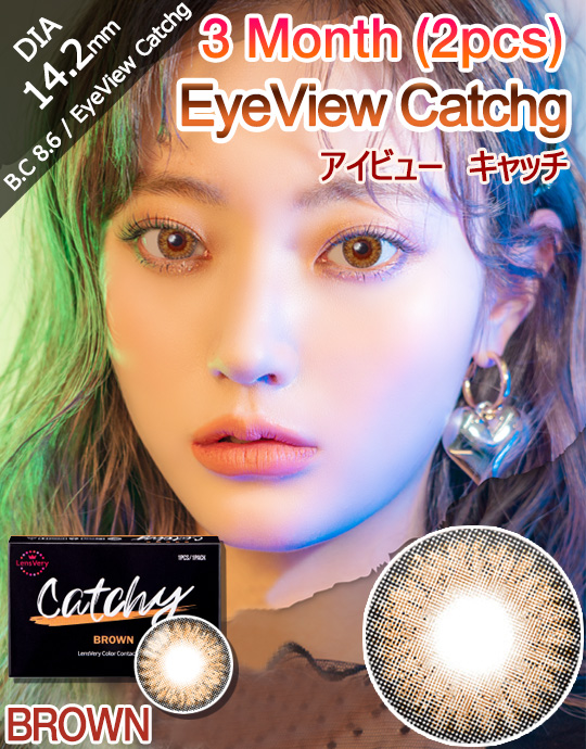 [3 Month/ブラウン/BROWN] アイビュー  キャッチ - 3ヶ月 - EyeView Catchg - 3 Month (1pcs*2pack) [14.2mm]
