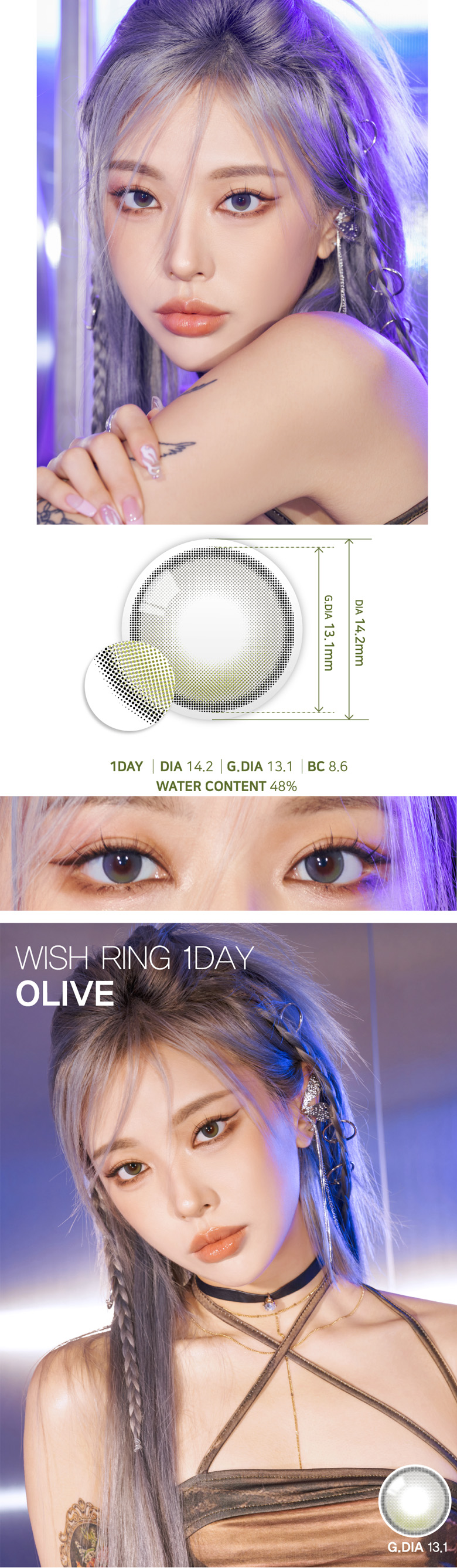 [1 Day/オリーブ/Olive] ウィッシュ リング ワンデー - Wish Ring - 1 Day (10pcs) [14.2mm]